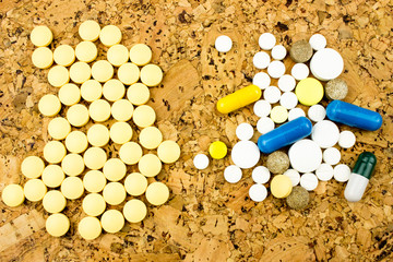 Wall Mural - Medicine theme, white  tablets antibiotic pills. Pharmacy concept