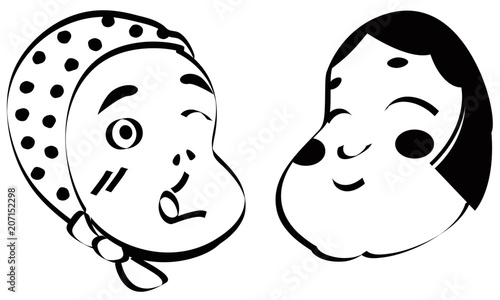 おかめひょっとこ Stock Vector Adobe Stock