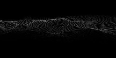 Technology dark background. Vector futuristic wave 3d. Cyber technology. Big data.