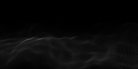 Technology dark background. Vector futuristic wave 3d. Cyber technology. Big data.