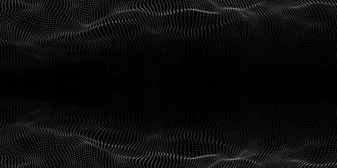 Leinwandbilder - Technology dark background. Vector futuristic wave 3d. Cyber technology. Big data.