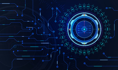 Aufkleber - Abstract HUD Scifi Futuristic Compass Navigator With Communication Circuit Board Concept Illustration Vector