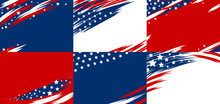 Set Of USA Banner Abstract Background Design Of American Flag Vector Illustration
