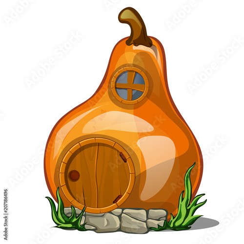 Fotografie, Obraz Fairy house in the shape of a pear isolated on a white background