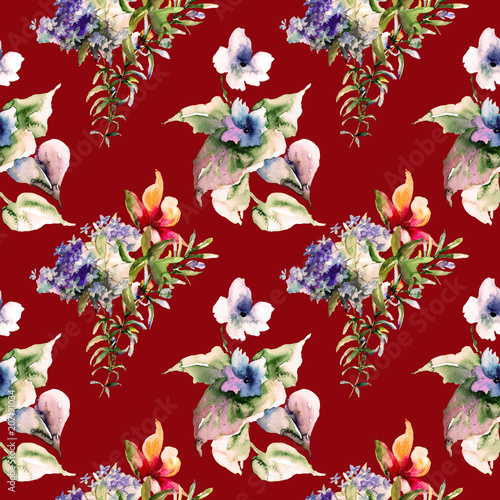 Seamless pattern with wild flowers