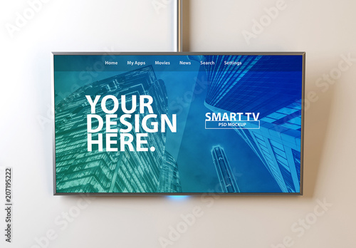 Smart Tv Hanging On Wall Mockup Buy This Stock Template And