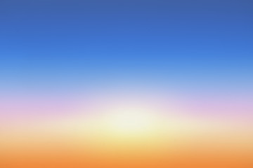 sky gradient from blue to orange sunset