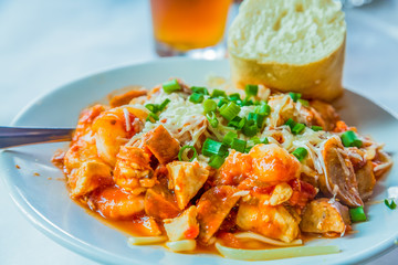 Canvas Print - Seafood Jambalaya with Bread