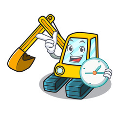 Poster - With clock excavator character cartoon style