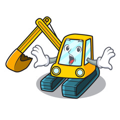 Poster - Surprised excavator mascot cartoon style