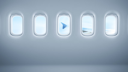 Wall Mural - airplane windows with copy space