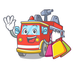 Wall Mural - Shopping fire truck character cartoon