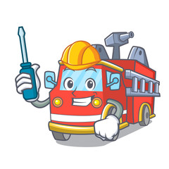 Canvas Print - Automotive fire truck mascot cartoon