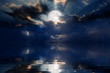 canvas print picture - Night sky with moon in the clouds "Elements of this image furnished by NASA