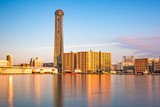Fototapeta Londyn - Shimonoseki, Japan waterfront skyline at the tower.