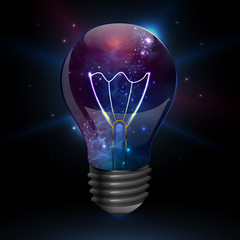 Wall Mural - abstract open space background. starfield, universe, nebula in galaxy in light bulb. vector illustra