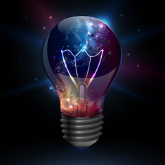 Wall Mural - abstract open space background. starfield, universe, nebula in galaxy in light bulb. vector illustra
