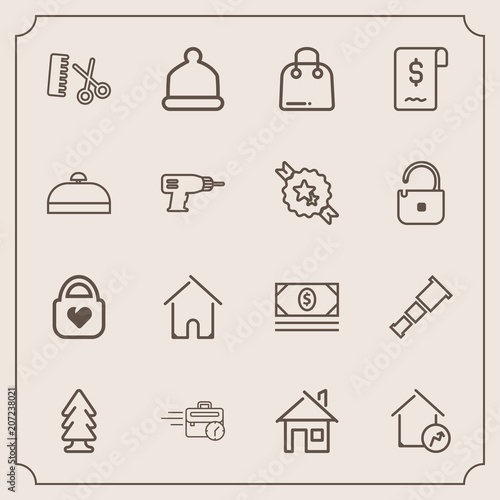 Modern Simple Vector Icon Set With Cap Tree Coin Sky