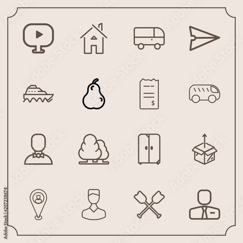 Modern Simple Vector Icon Set With Employee Road Bus Transport
