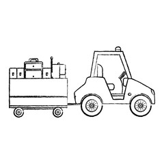 Wall Mural - grunge vehicle towing service with travel luggages