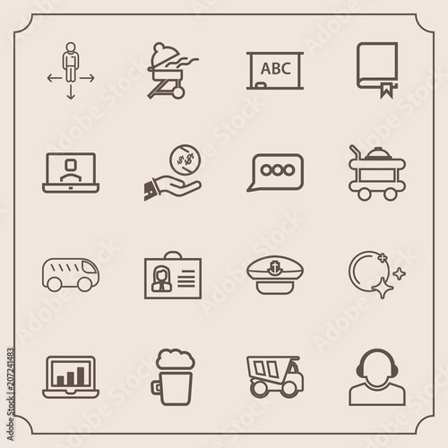 Fotografie, Obraz Modern, simple vector icon set with screen, dump, left, computer, chart, barbecu
