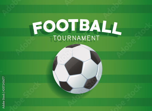 Football Tournament Banner With Ball Over Green Background Vector