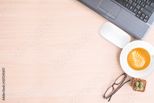 Office Table With Laptop Mouse Coffee Cup On Table Background Stock Photo Adobe Stock Office Table With Laptop Mouse Coffee Cup On Table Background Stock Photo Adobe Stock