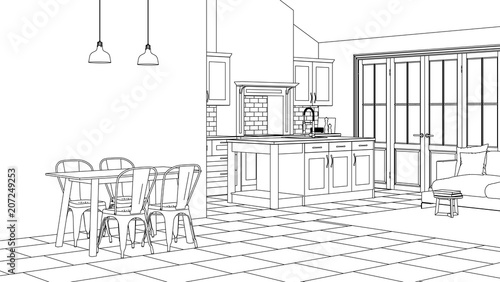 Modern Architecture House Design Sketch