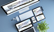 top view blue devices responsive website