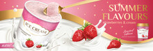 Premium Strawberry Ice Cream Cup