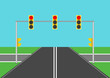 © Alyona - Street and road and traffic lights. Vector illustration.