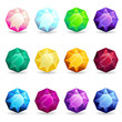 Isolated colorful gemstones of octagon shape set. Vector illustration for jewelry design.