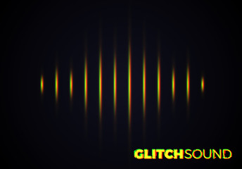 Poster - Audio or sound wave with music volume peaks and color glitch effect