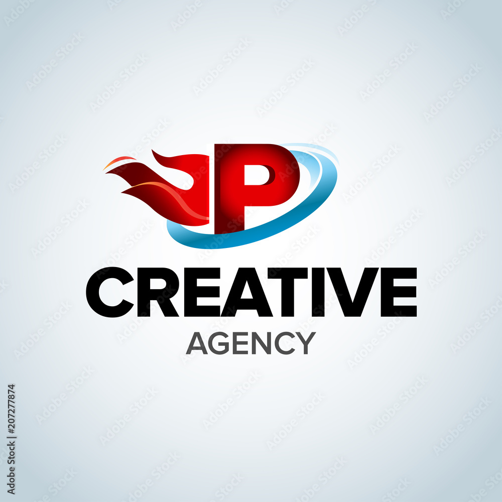 Fire Letter P logo template. Burning flame design element vector ...