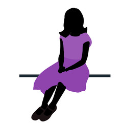 Wall Mural - isolated, silhouette in color clothes, the girl is sitting