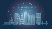 San Francisco City Skyline Vector Background