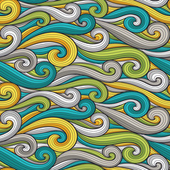 Wall Mural - abstract wavy lines seamless pattern. floral organic vector illustration. bright colorful seamlessly