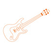 Bass Gitarre - OUTLINE KONTUR - Icon Symbol Piktogramm Bildmarke grafisches Element - Web Druck - Vektor - orange auf weißen Hintergrund