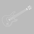 Bass Gitarre - OUTLINE KONTUR - Icon Symbol Piktogramm Bildmarke grafisches Element - Web Druck - Vektor - weiß auf grauen Hintergrund