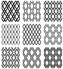 Seamless diamonds patterns. Geometric textures set.