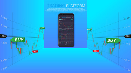 Leinwandbilder - Clean Mobile UI Design Concept. Trendy Mobile Banking. Cryptocurrency Technology. Bitcoin Exchange. Financial analytics. Trading Business Application Template. Vector EPS 10