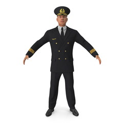 Wall Mural - Airline Pilot on white. 3D illustration