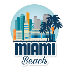 Canvas Print - miami beach cityscape scene vector illustration design