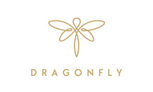Golden Dragonfly Wings, Butterfly Insect Fly Minimalist Elegant Line Art Style Logo
