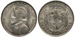 Panama silver coin 1/2 half balboa 1962, bust of Balboa in cuirass and helmet, arms, shield, flags, eagle, flanked by purity and weight,