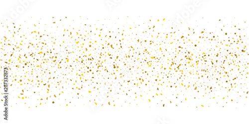 Golden glitter confetti on a white background. Poster Mural XXL