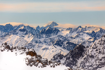 Sticker - winter mountain peaks landscape