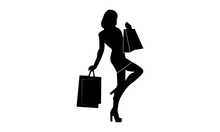 Silhouette Style Image Of Women Carrying Shopping Bags