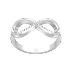 3D illustration isolated silver simple infinity ring