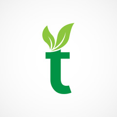 Letter T Leaf Logo Vector Design